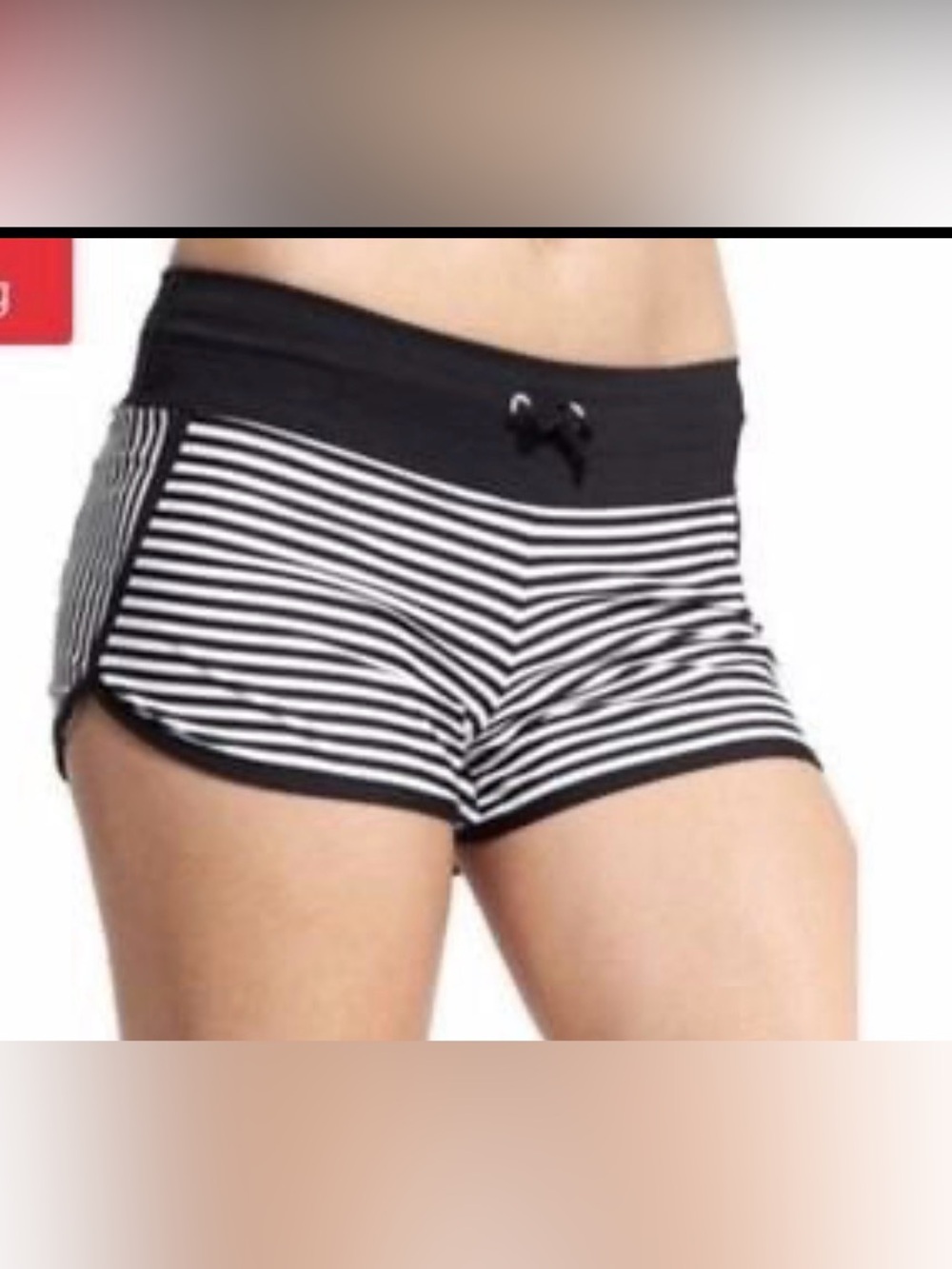 Athleta Black and White Striped Swimwear Shorts Size M